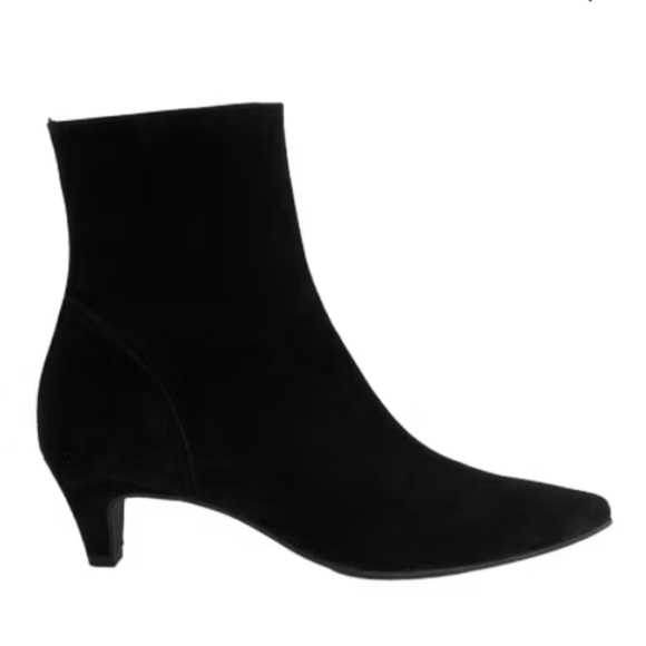 Ankle leather boots. COLOR: Black suede leather Never Worn in Box. US sizes